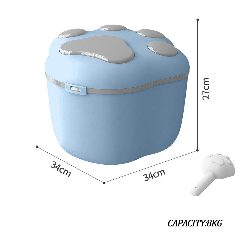 Dog Food Storage Container Claw Pet Grain Bucket With Cute Lid