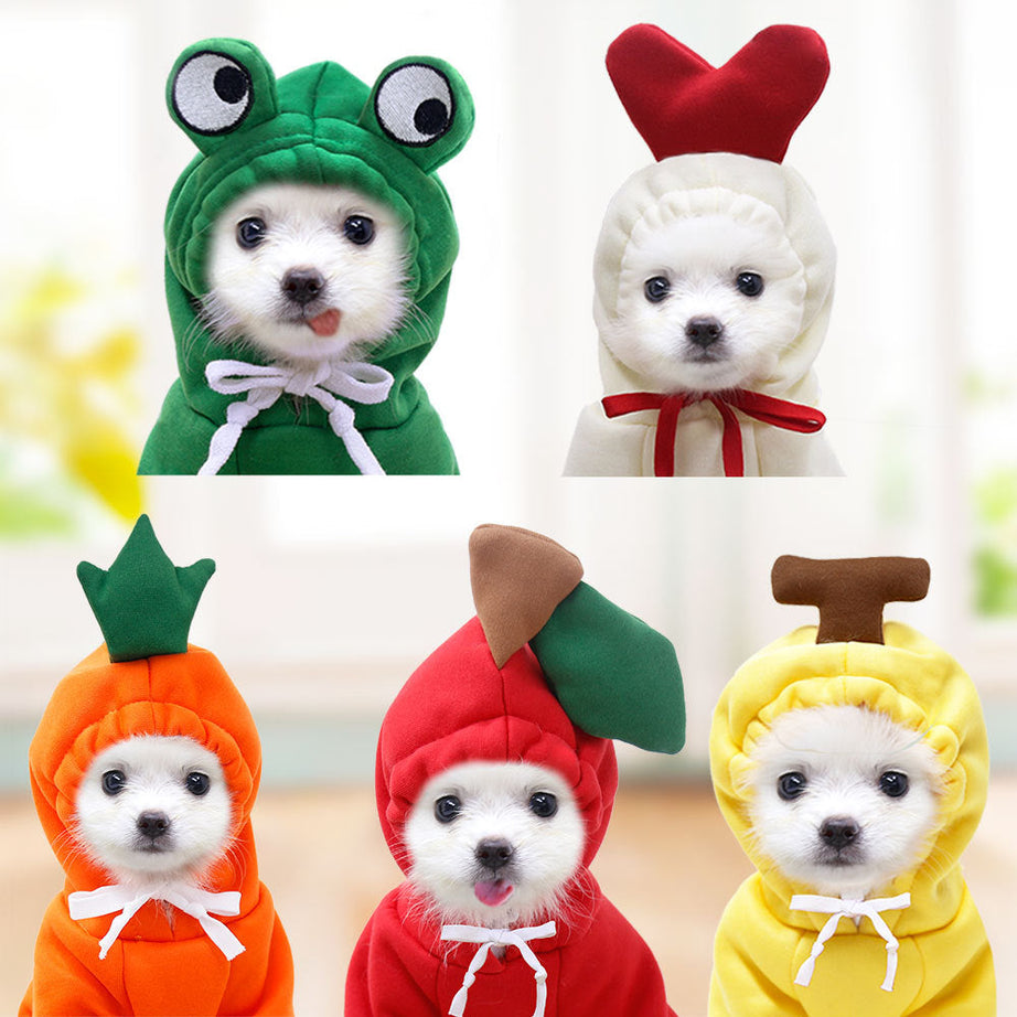 Cute Fruit Dog Clothes For Small Dogs Hoodies Winter Warm Fleece