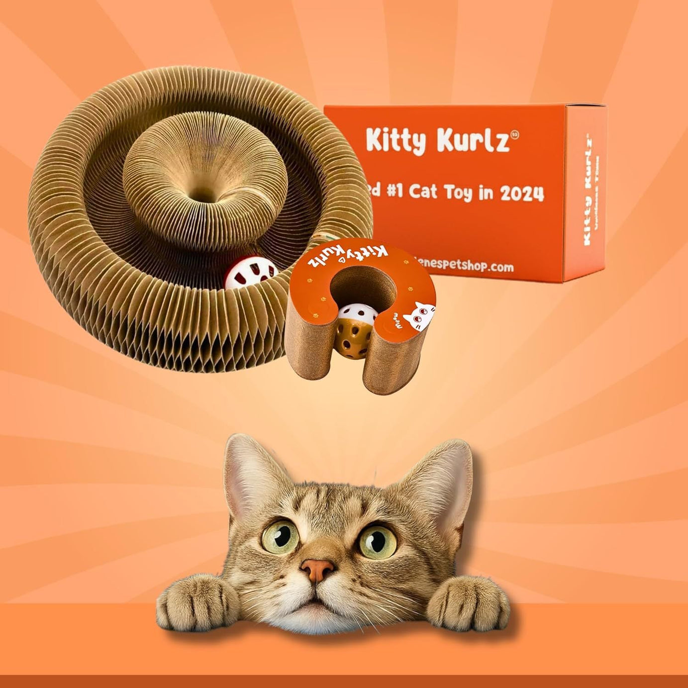 Cat Toy With Bells Accordion-style Scratching Post For Cats