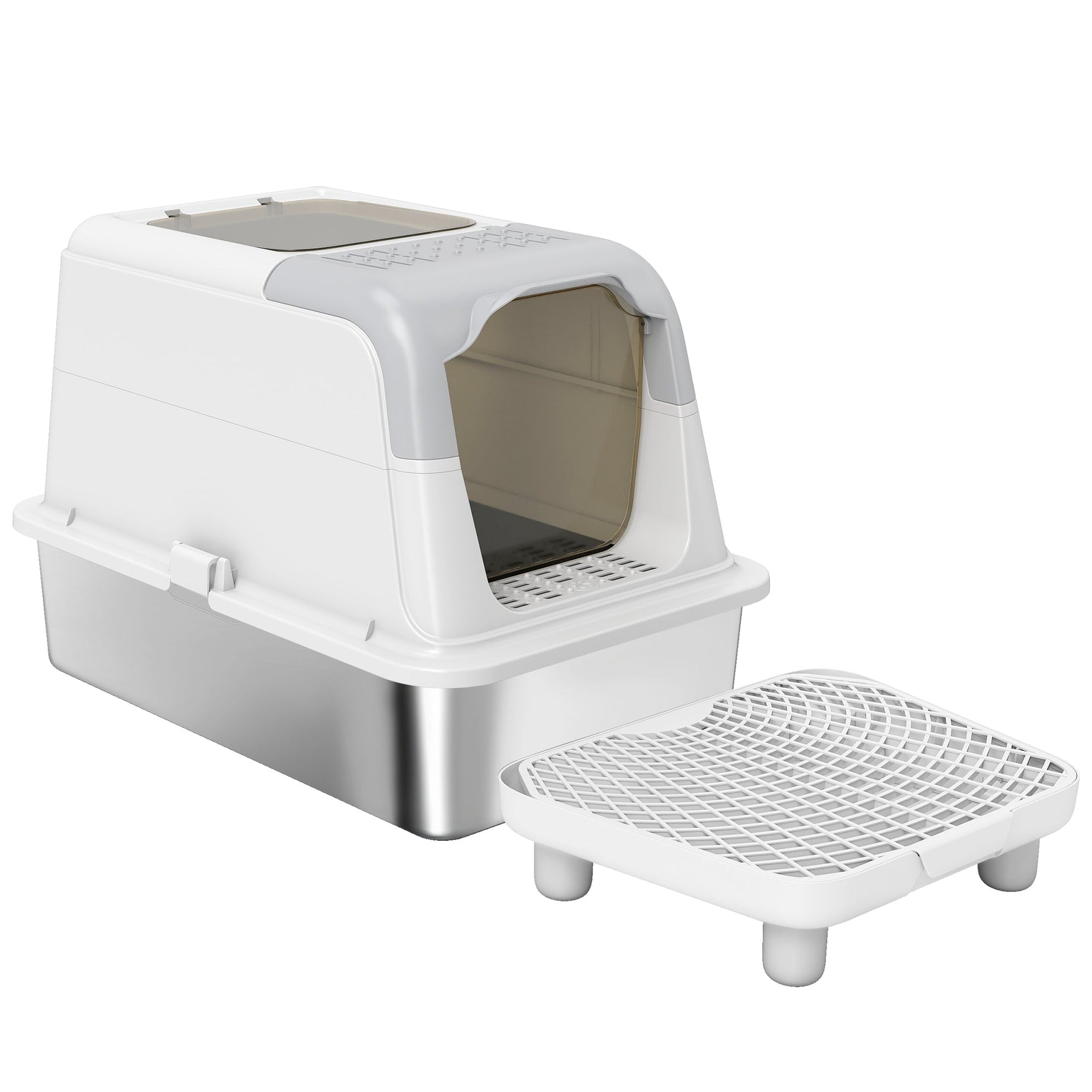 Extra Large Stainless Steel Litter Box Enclosed Cat With Scoop
