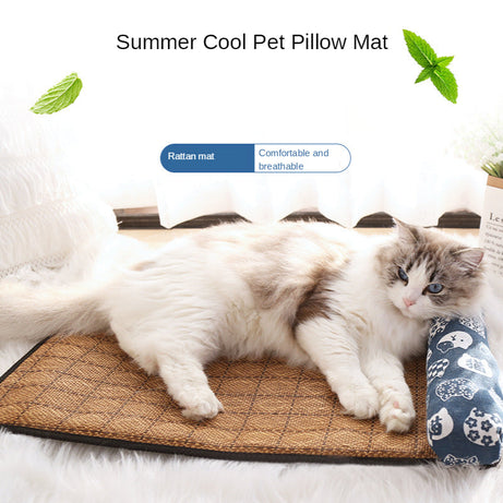 Summer Rattan Pet Mat Pillow Cushion Cooling Catmat Ice Pad