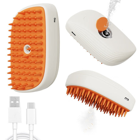 USB Rechargeable Pets Steam Brush Spray Massage Comb Pet Grooming