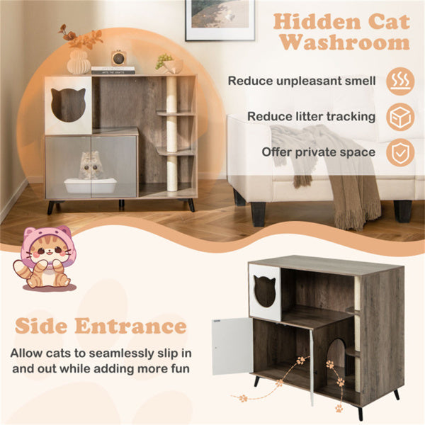 Cat Litter Box With Scratching Post Apartment House Locker