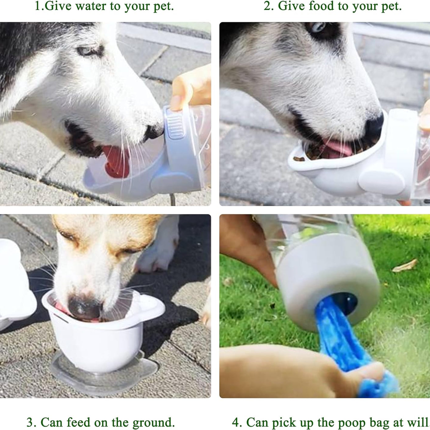 3-in-1 Pet Water Bottle Outdoor Portable Dog With Food Container
