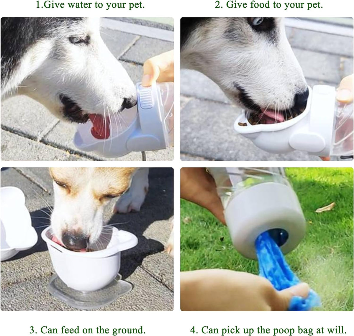 3-in-1 Pet Water Bottle Outdoor Portable Dog With Food Container