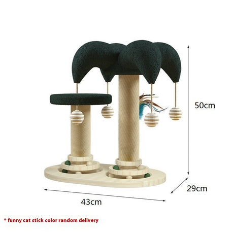 Cat Self-hi Solid Wood Turntable Scratching Post Teaser Durable