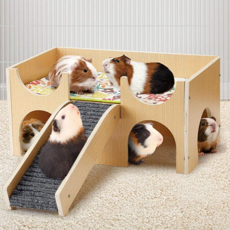 Wooden Guinea Pig House Hamster Hideout Toy