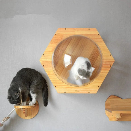Solid Wood Scratching Post Cat Drilling Hole Luxury Tree Toy