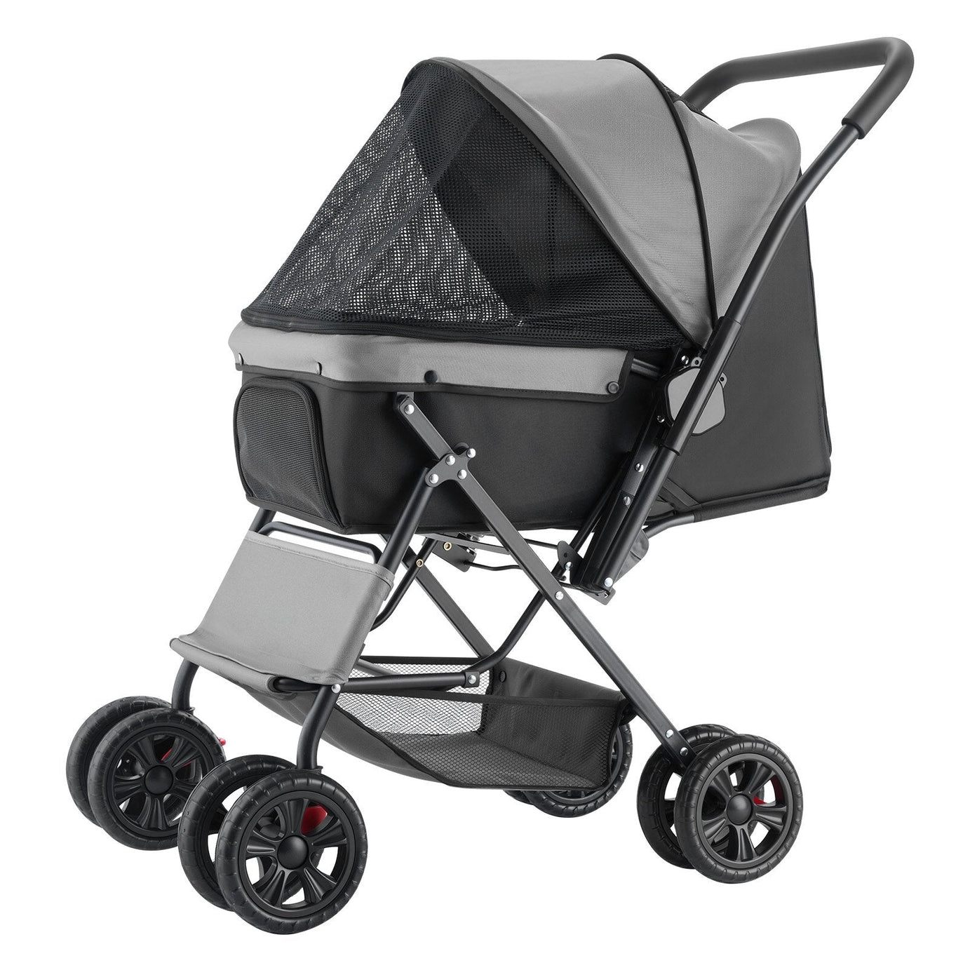 Pet Stroller Foldable 4 Wheels Travel Dog Reversible Handle Up