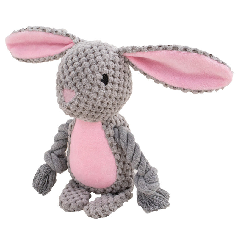 Pet Plush Sound Cotton Rope Toys Interactive Tug Of War Training