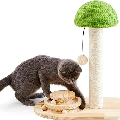 Mushroom Sisal Rope 2-in-1 Wooden Interactive Ball Track Cat