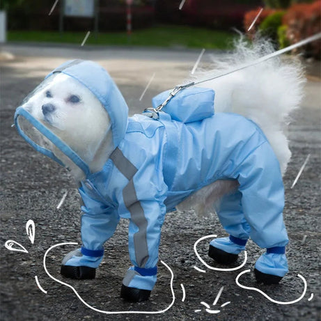 Pet Puppy Dog Raincoat Rain Jacket Coverage 4 Legs Full Body