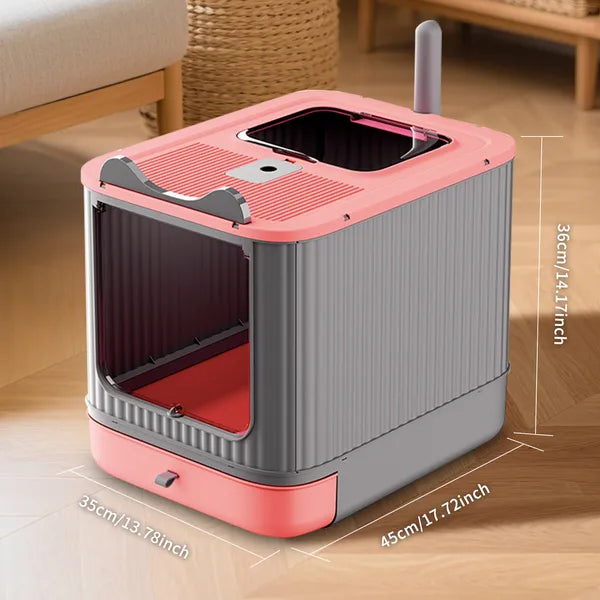 Elevated Leak Proof Elf Pink Cat Litter Box Made Of Sturdy