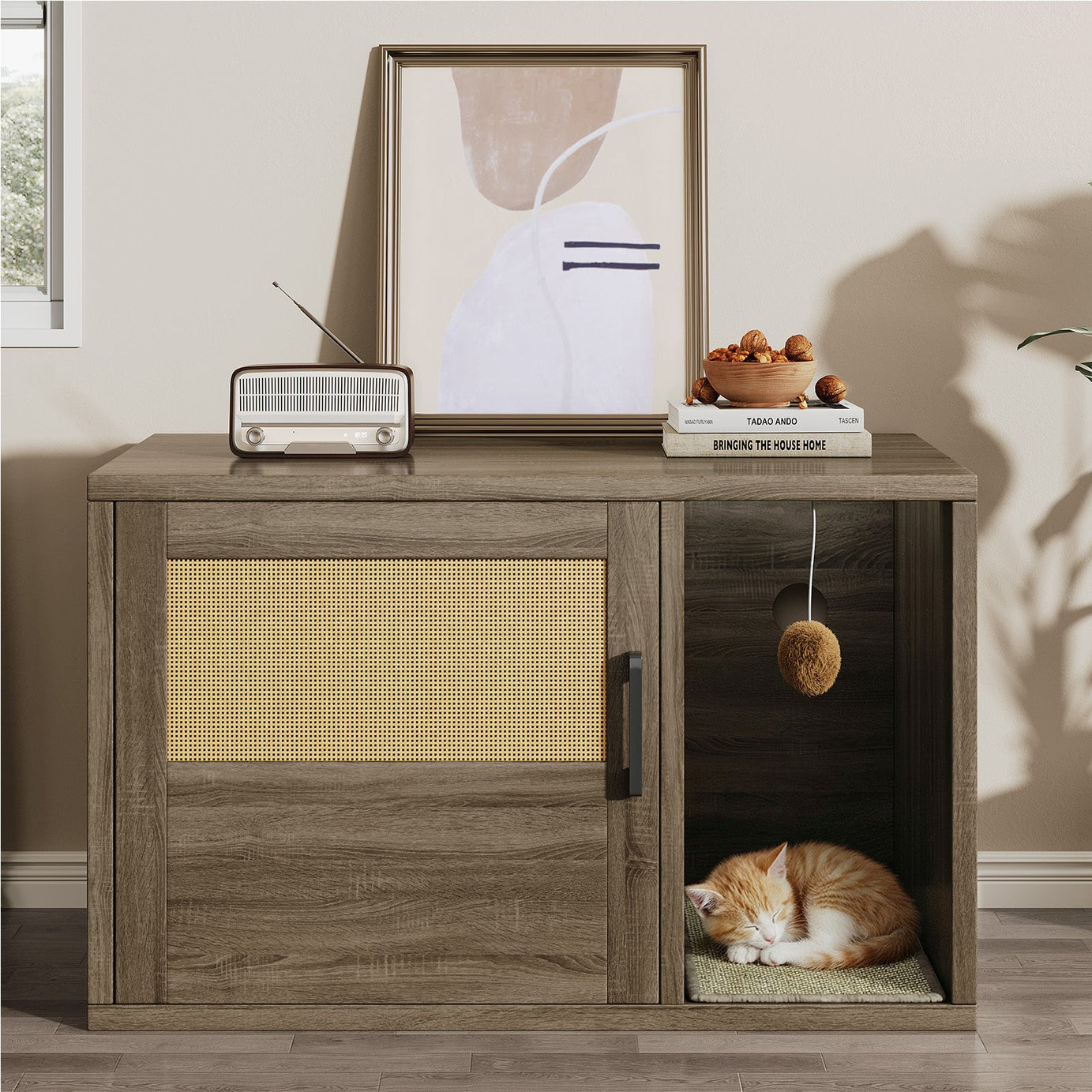 Cat Litter Box Enclosure Furniture Cabinet Odor Control