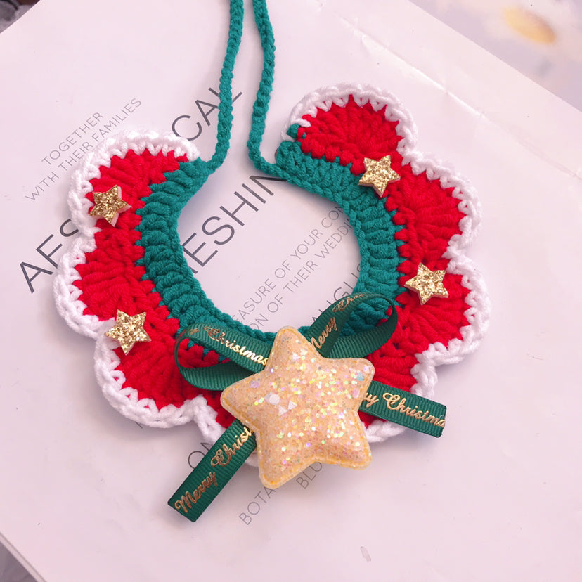 Wool Pet Collar Hand Woven Christmas Pet Accessories