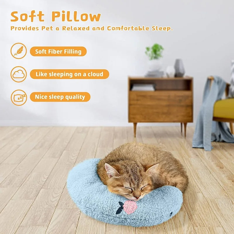 Little Pillow For Cats Fashion Neck Protector Deep Sleep Puppy (Blue & Blue1)