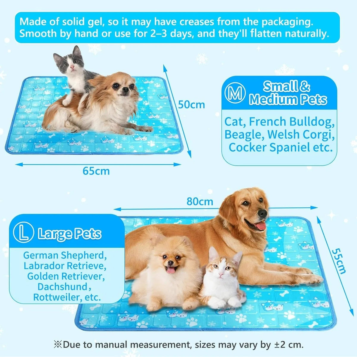 Dog Cooling Mat Pet With Non-toxic Solid Gel Self-cooling Pad