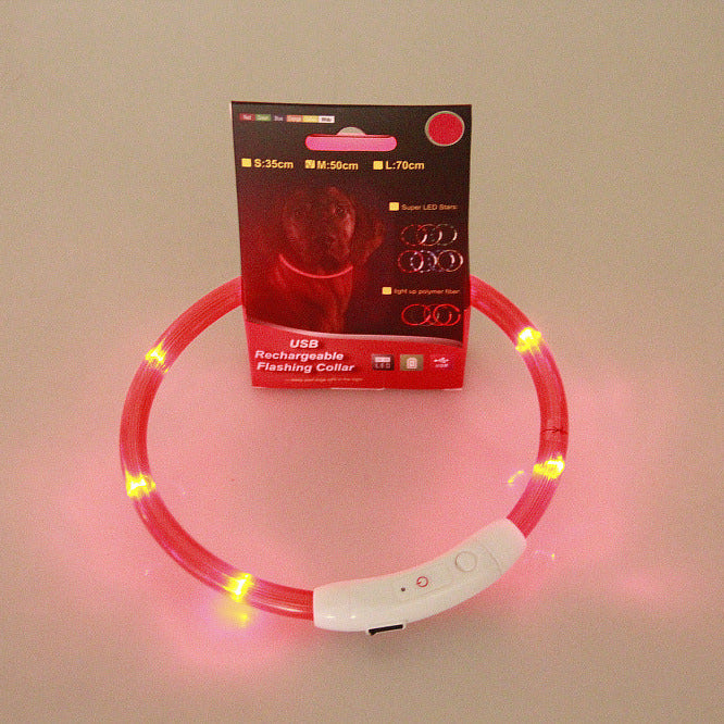 Pet Flashing Collar USB Rechargeable Glowing Necklace Safety Light