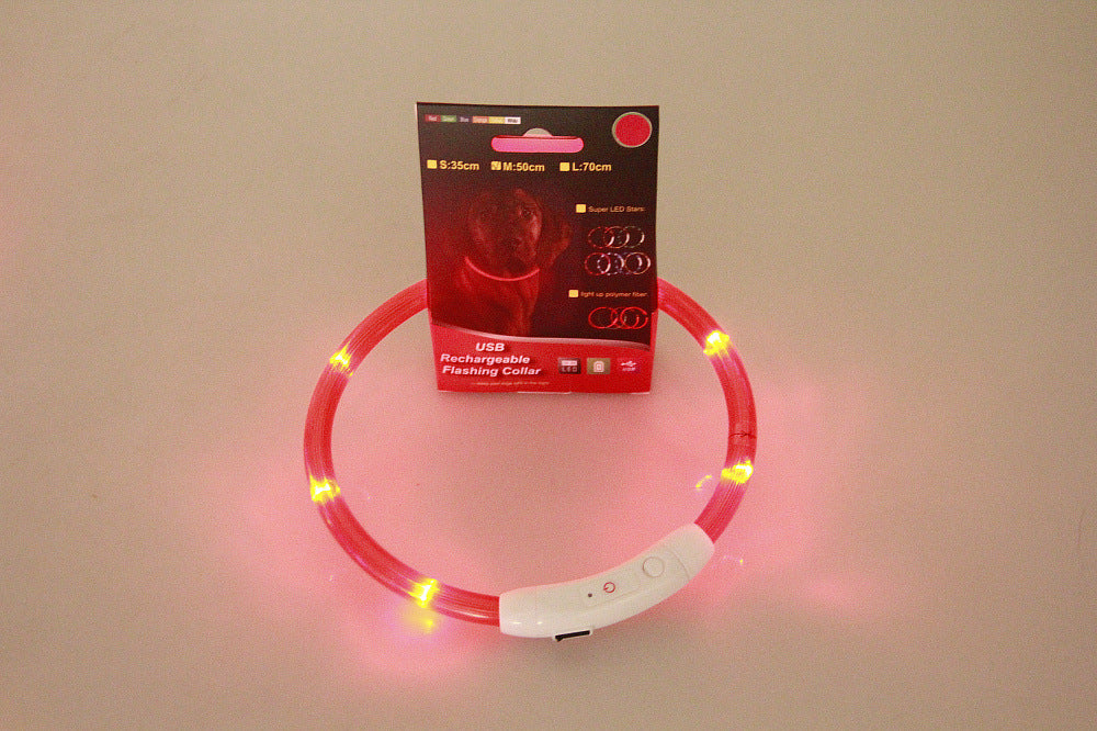 Pet Flashing Collar USB Rechargeable Glowing Necklace Safety Light