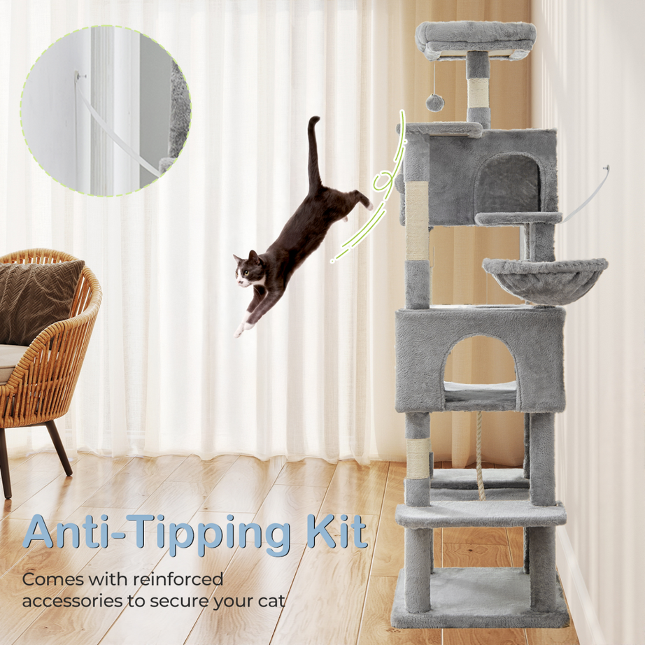 66 Inch Cat Tree Tower Large Multi-cat Climbing Extended Platform