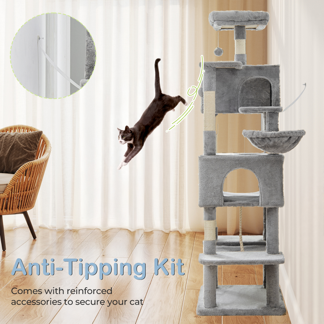 66 Inch Cat Tree Tower Large Multi-cat Climbing Extended Platform