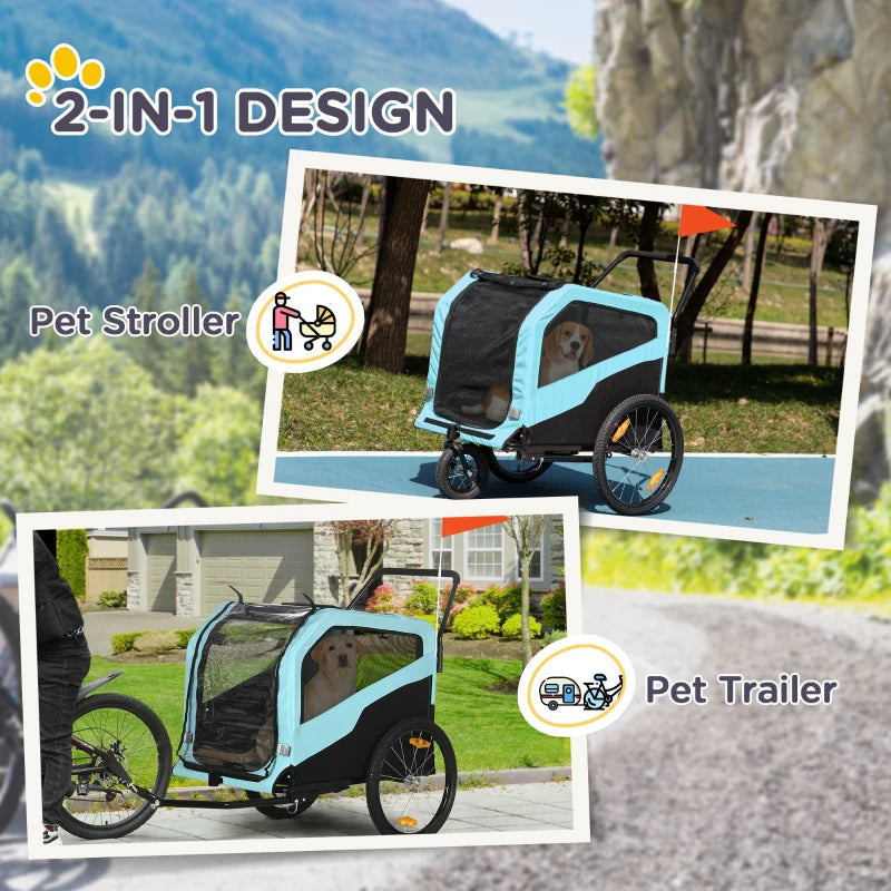 2-in-1 Dog Bike Trailer Pet Stroller Carrier For Large Dogs