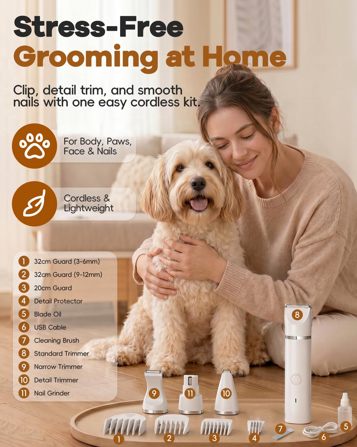 Dog Clippers Grooming Kit Hair Clipper-low Noise Paw Trimmer