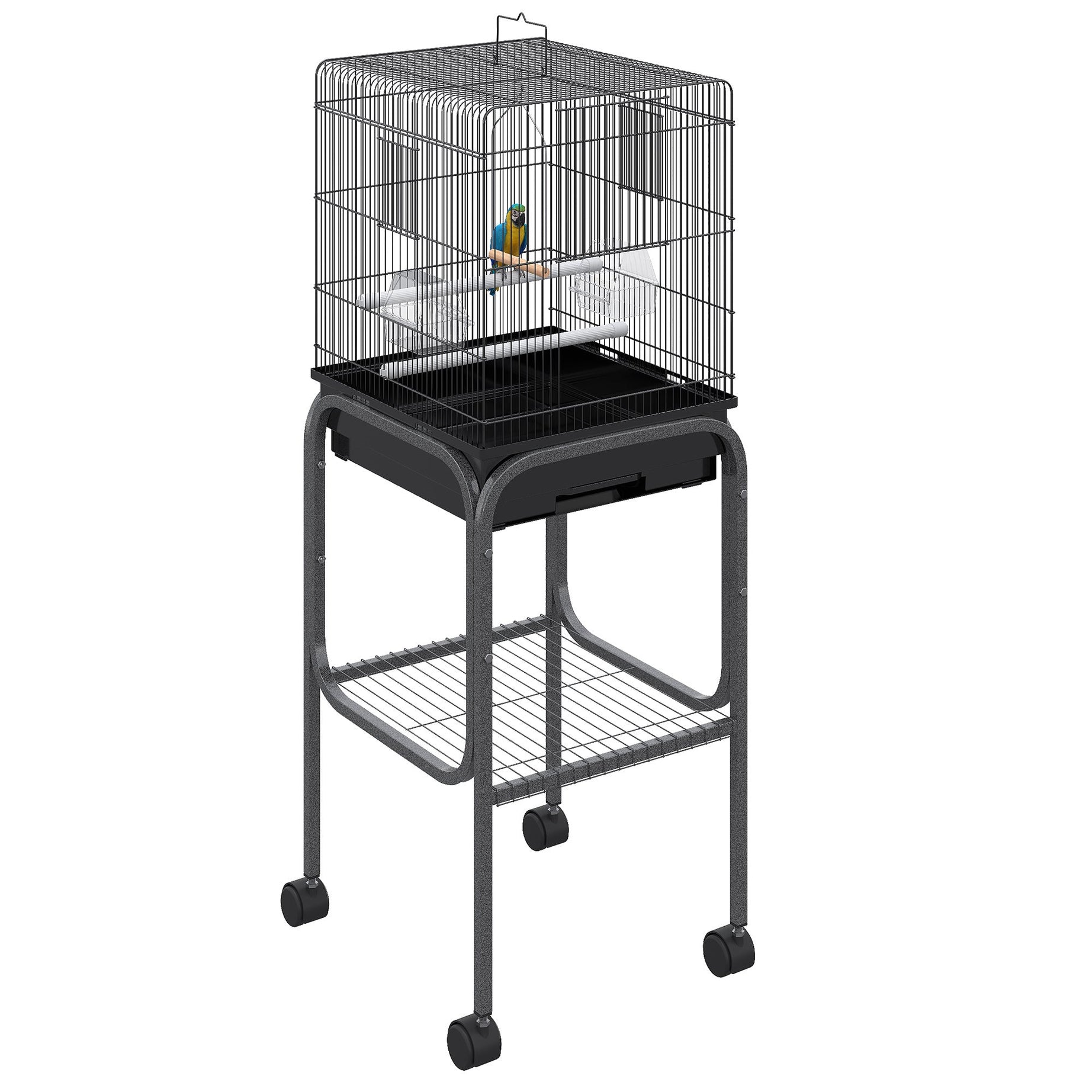 45-inch Metal Indoor Bird Cage Parrot Aviary With Detachable