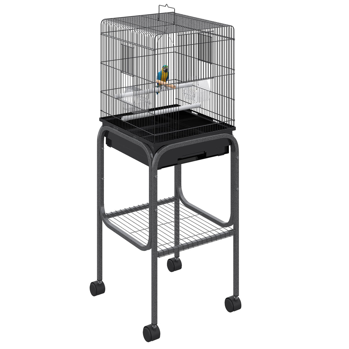 45-inch Metal Indoor Bird Cage Parrot Aviary With Detachable