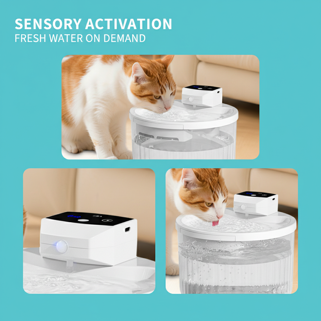 2000ml Wireless Pet Drinking Fountain 2500mah Rechargeable Motion