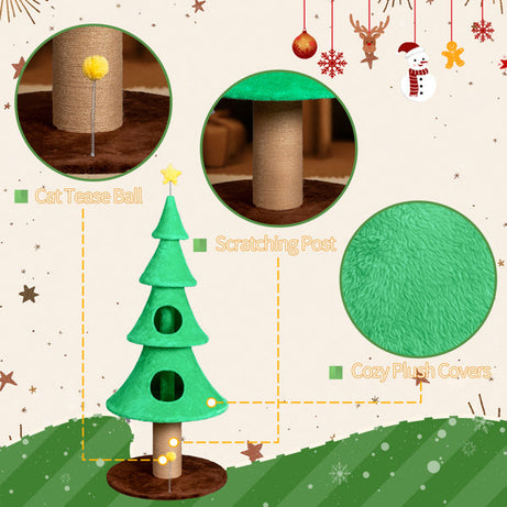 59in Large Tall Christmas Tree Cat Tower With 2 Condos Scratching