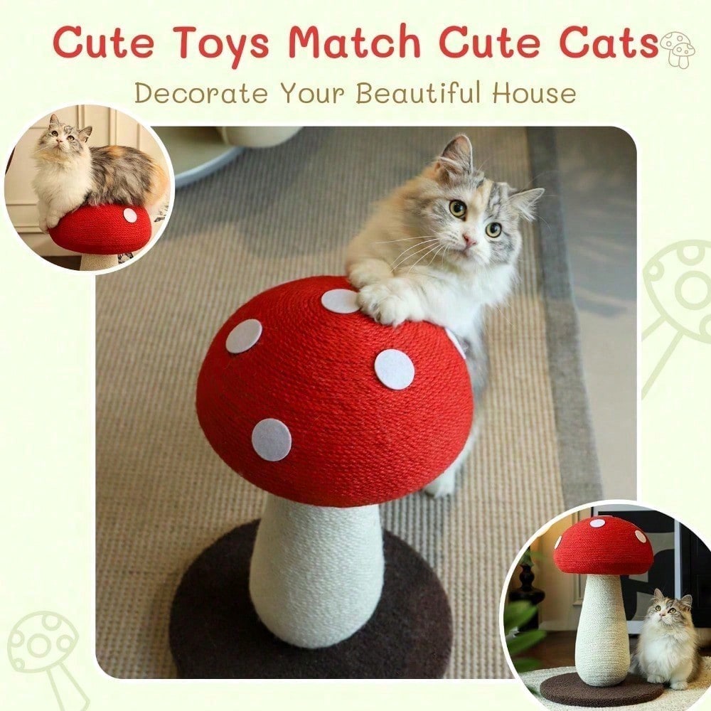 Mushroom Cat Scratching Post Unique Design Sisal Wrapped Ideal