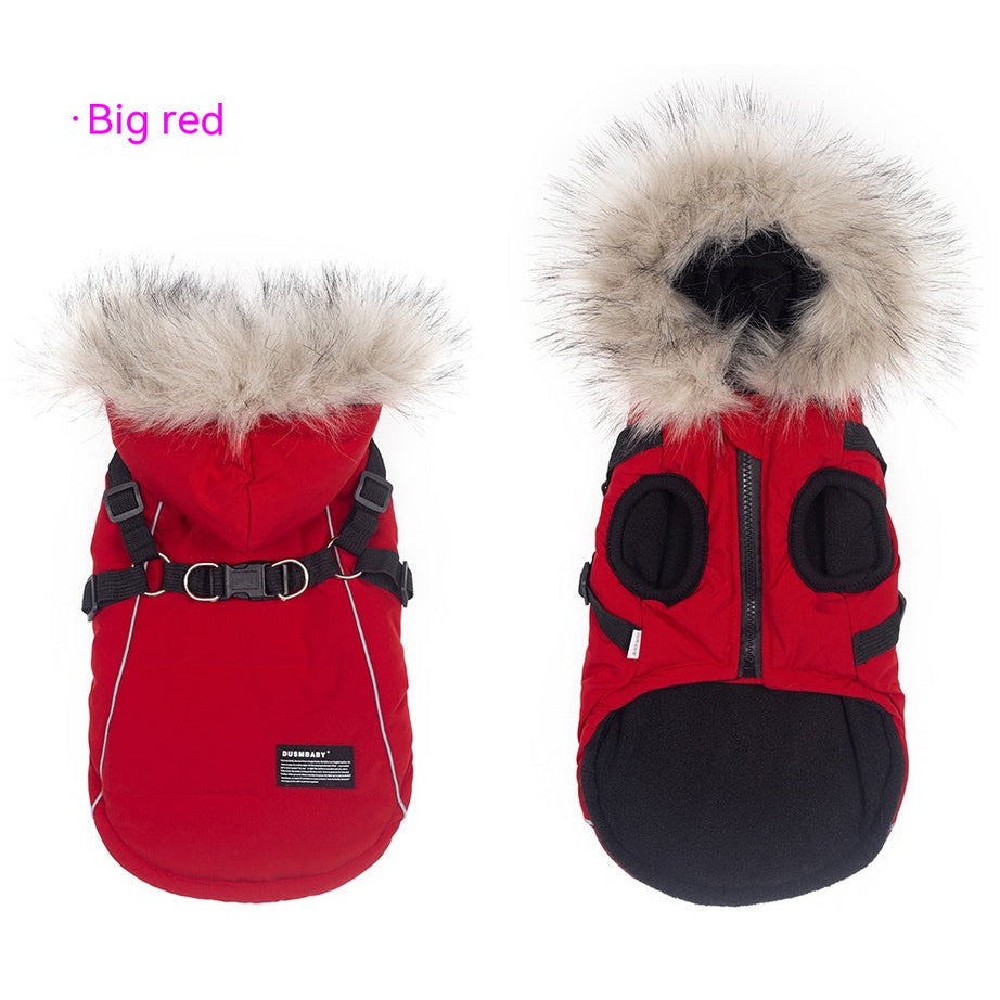 Pet Autumn And Winter Fleece-lined Thickened Dog Clothes Raincoat