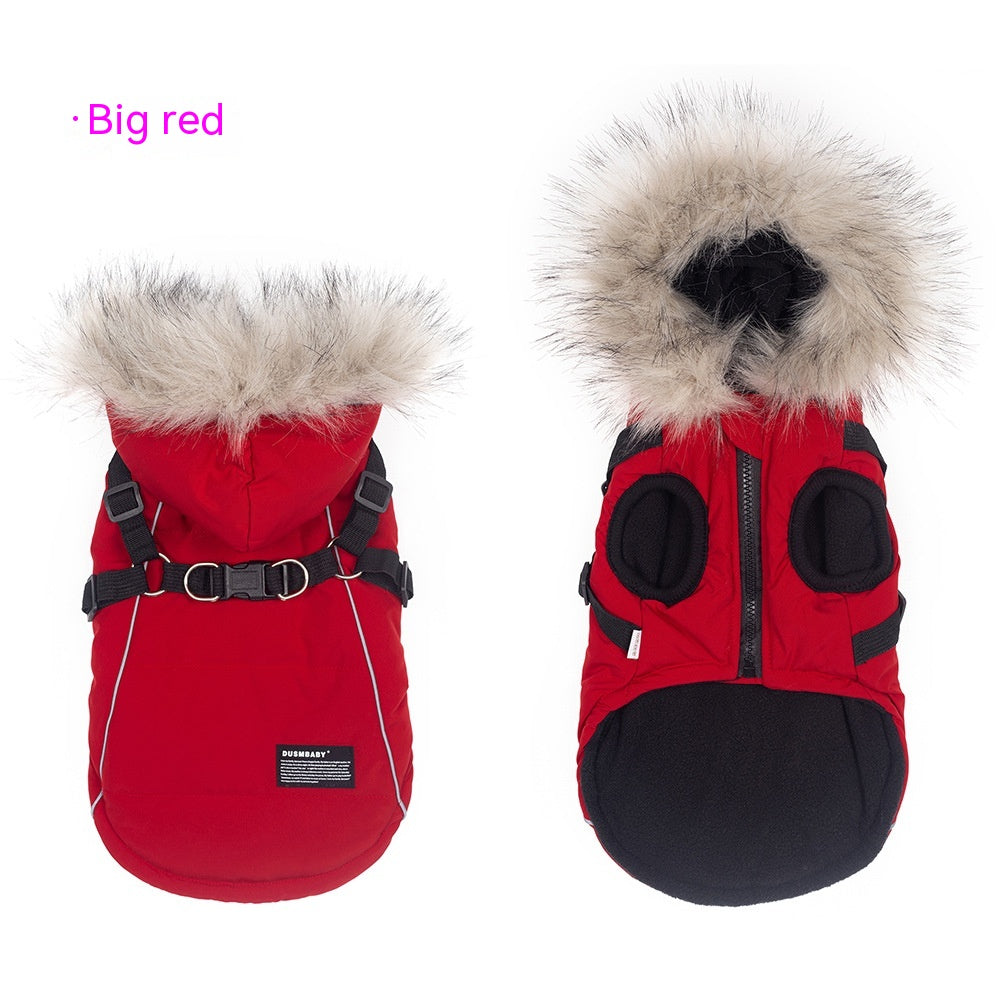 Pet Autumn And Winter Fleece-lined Thickened Dog Clothes Raincoat