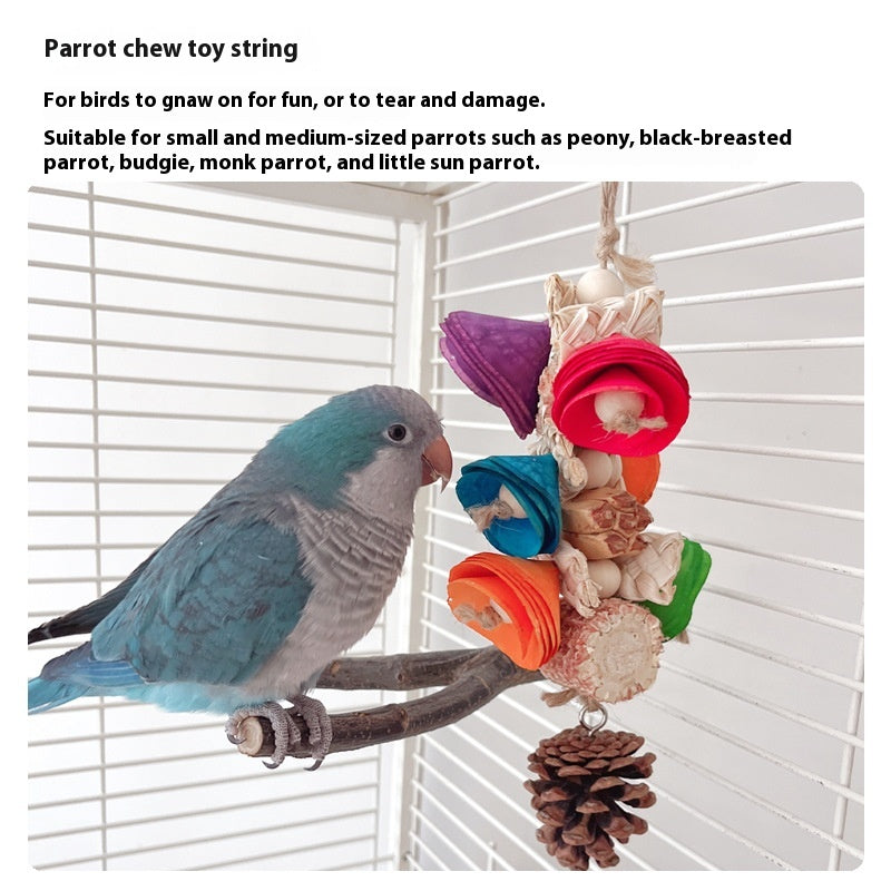 Natural Material Parrot Toy Birdcage Pendant