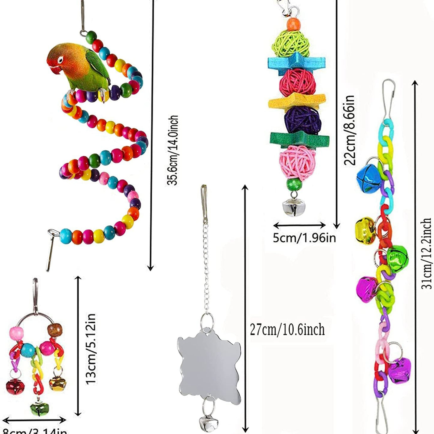 7pcs Parrot Toys Bird Cage Accessories