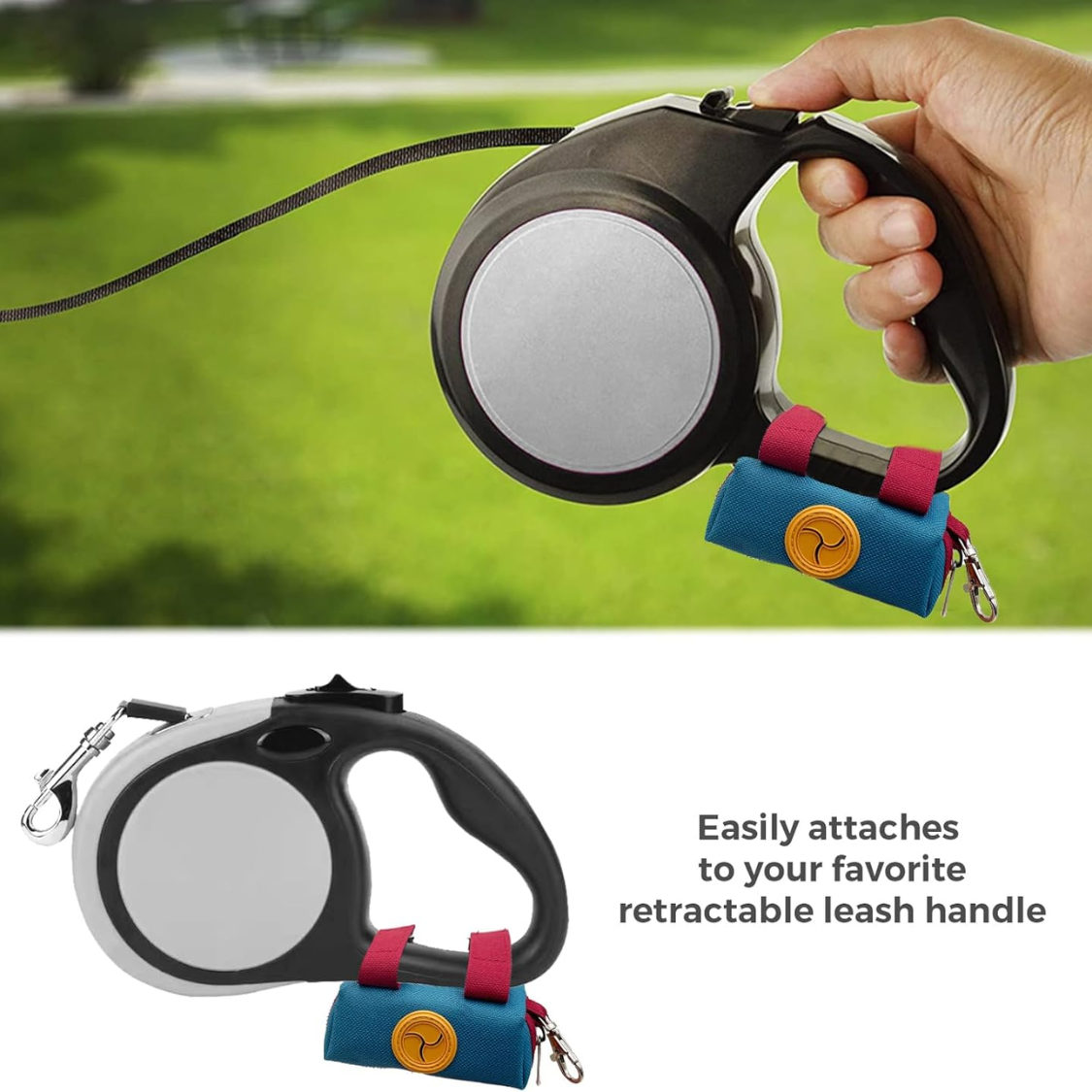 Dog Poop Bag Holder For Leash Zippered Canvas Dispenser Pouch