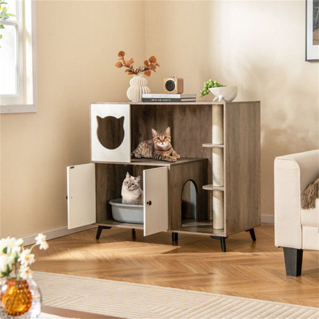 Cat Litter Box With Scratching Post Apartment House Locker