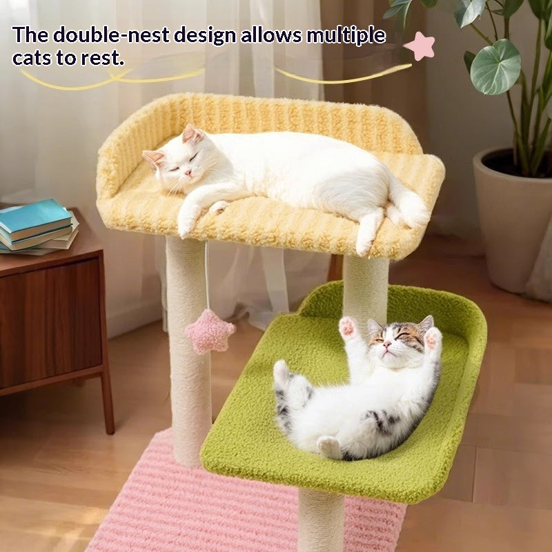 Space-saving All-in-one Cat Tree Scratching Post And Bed For Small