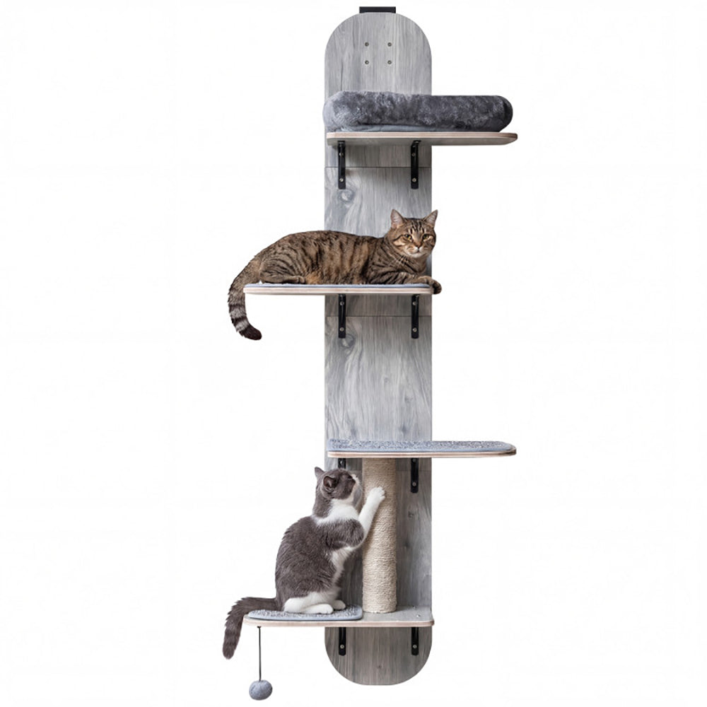 Door Hanging Cat Climber 4-level Height Adjustable With Plush Bed