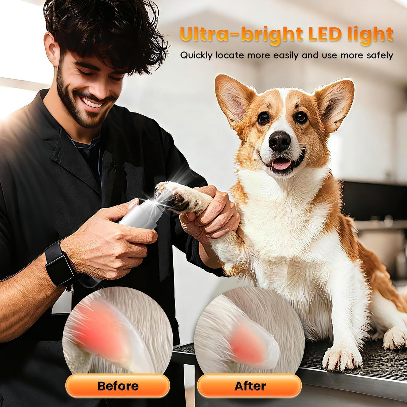 2026 New Silent Groom Pro Dog Nail Grinder 5-speed With LED Light