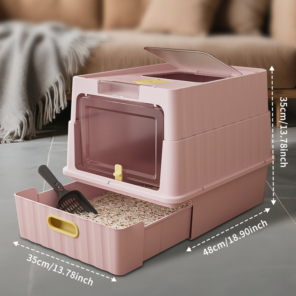 Dual Opening Fully Enclosed Cat Litter Box Top Entry Anti-tracking