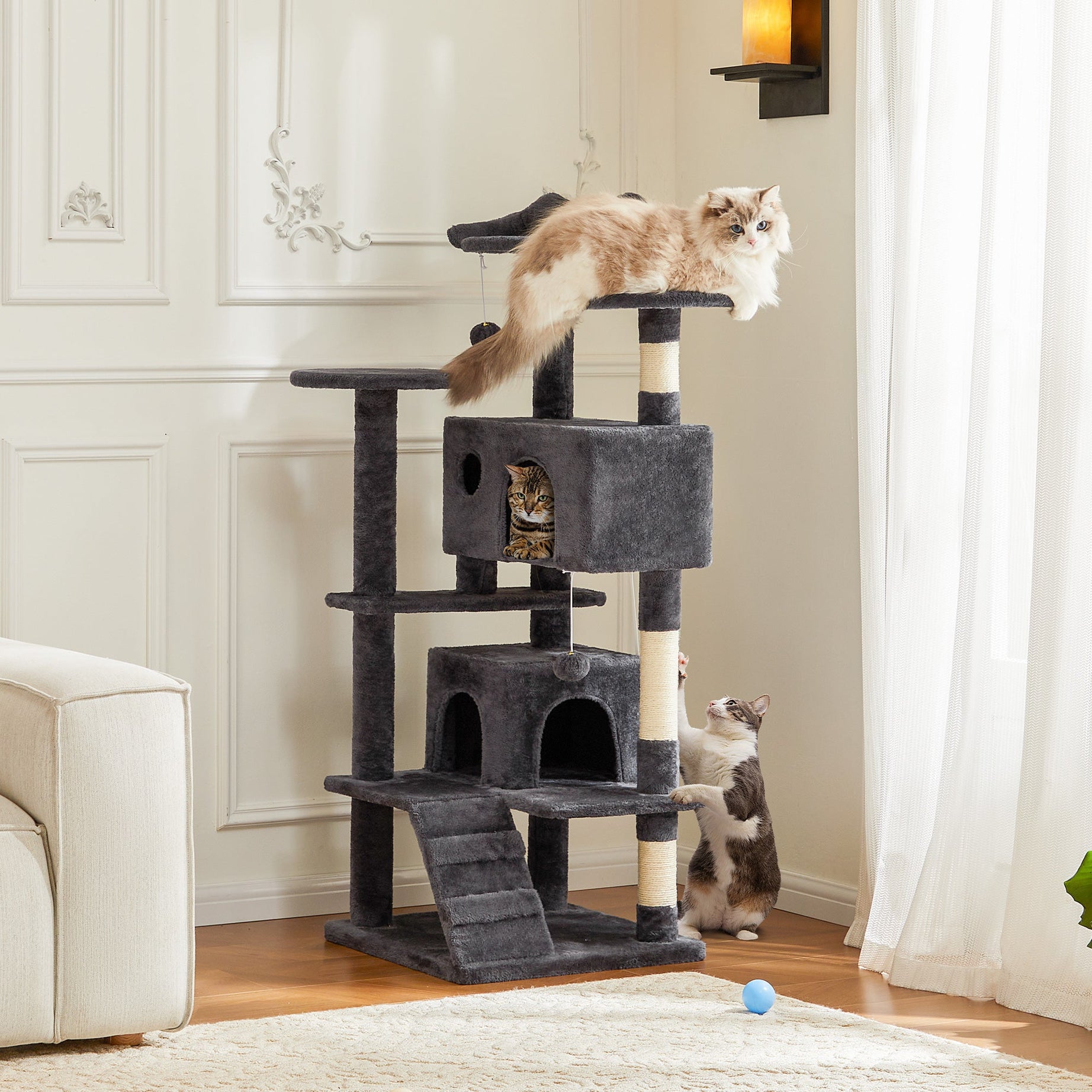 Large Cat Tree Tower 62-70-80 Cats Multi Level With Scratching Post
