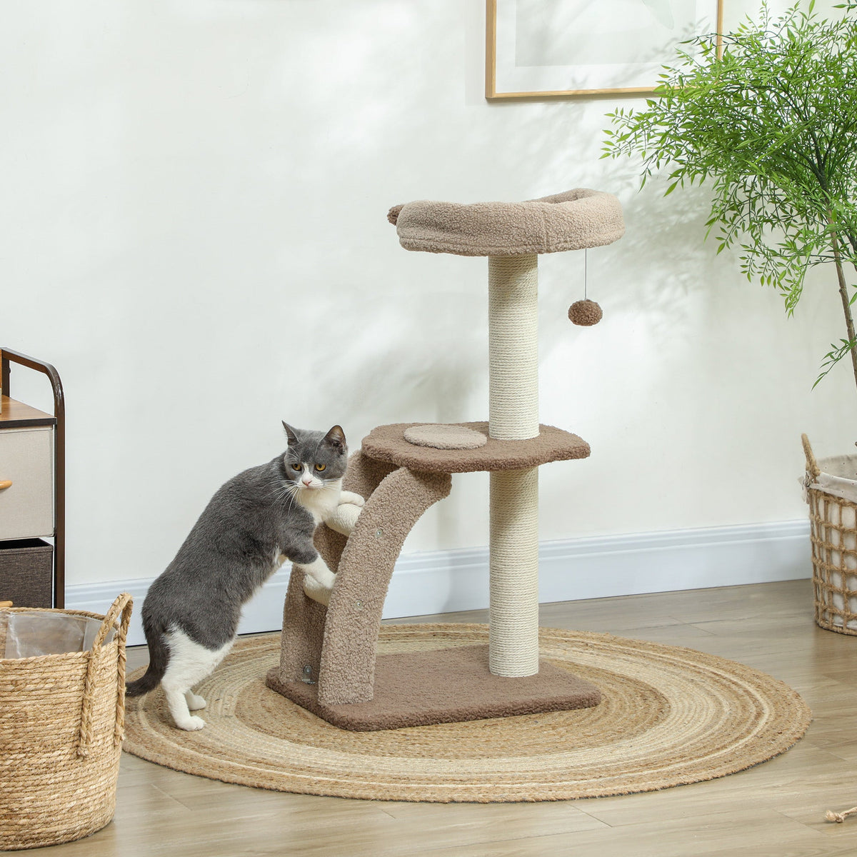 Cat Tree For Indoor Cats 88cm Tower With Sisal Scratching Post