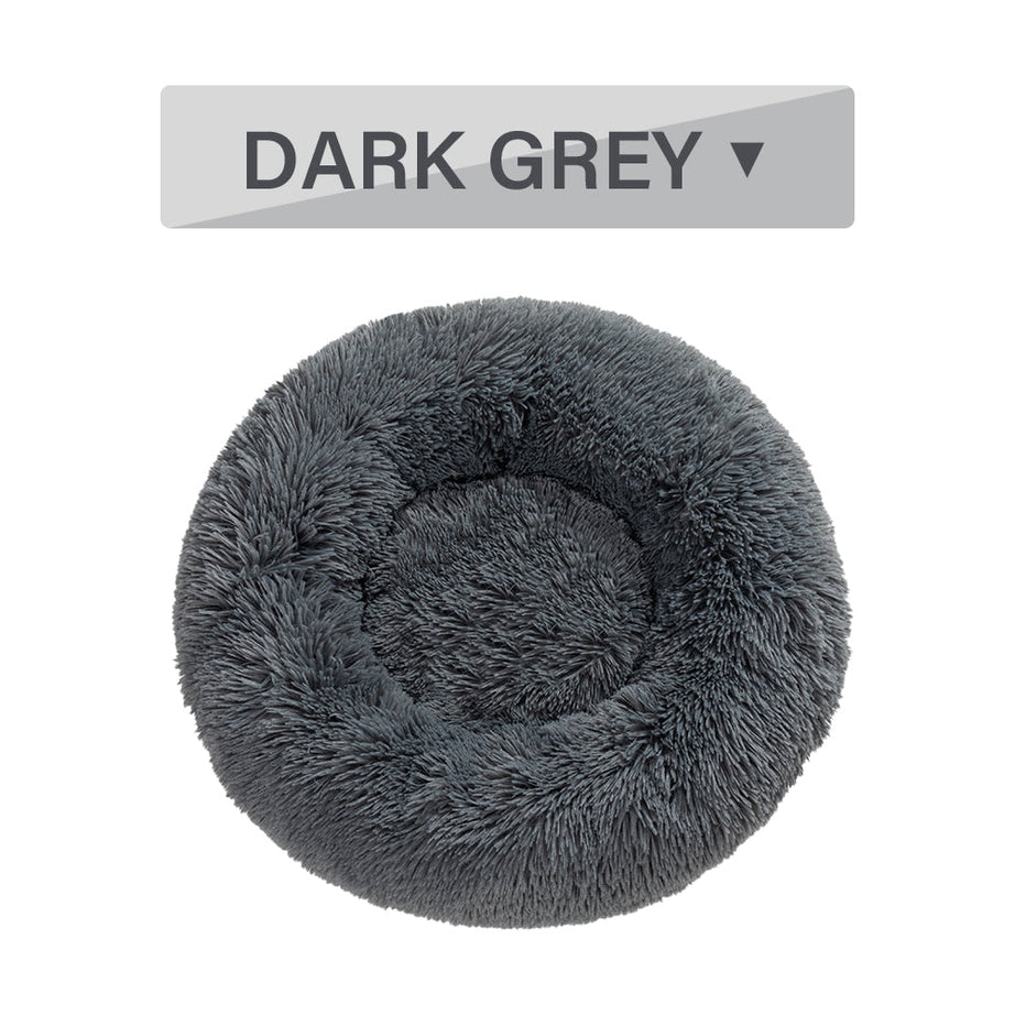Fluffy Donut Dog Bed Warm Soft Long Plush Pet Cushion House Cat
