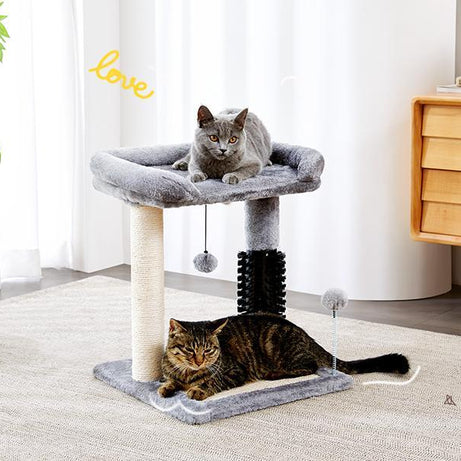 Small 4-in-1 Cat Tree Tower With Self-grooming Brush And Natural