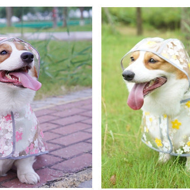 Pet It Tpu Floral Dog Cloak Raincoat Corgi Medium-sized Universal