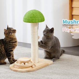 Mushroom Sisal Rope 2-in-1 Wooden Interactive Ball Track Cat