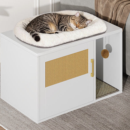 Cat Litter Box Cabinet Multifunctional White Modern House Washroom