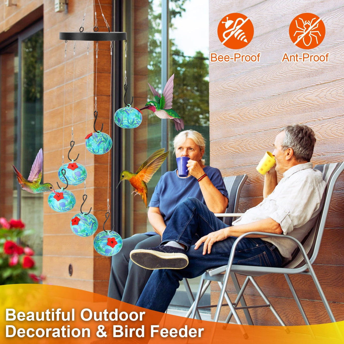1pc Wind Chimes Humming Bird Feeder Ant And Bee Proof Outdoor